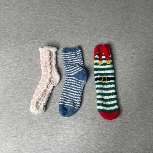 Women’s Cozy Plush Mismatched 3 Crew Socks - Picture 2 of 3